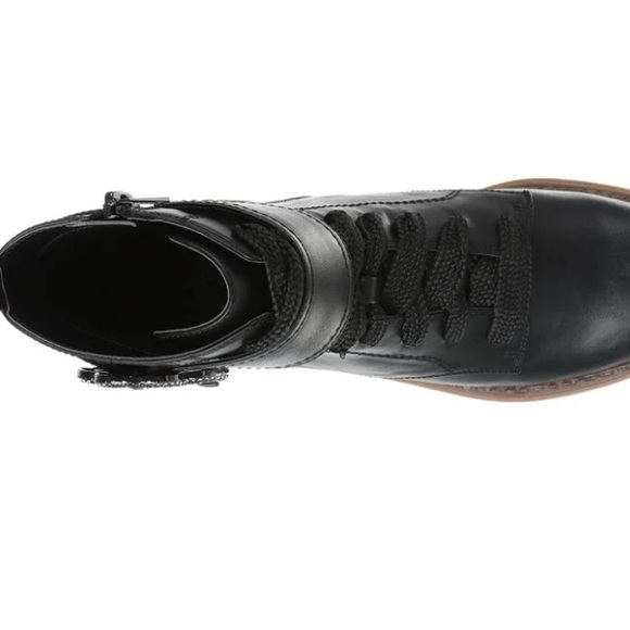 Sam & Libby Black Leather Ankle winter combat Boots with Rhinestone Buckle - Picture 4 of 5